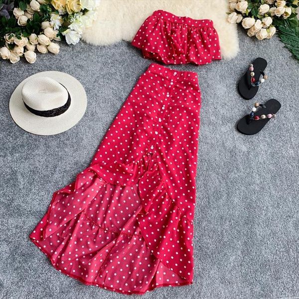 summer chiffon dot two piece set casacos new 2021 women strapless and irregular skirt suits woman beach 2 pcs sets twinset, Gray
summer chiffon dot two piece set casacos new 2021 women strapless and irregular skirt suits woman beach 2 pcs sets twinset, Gray