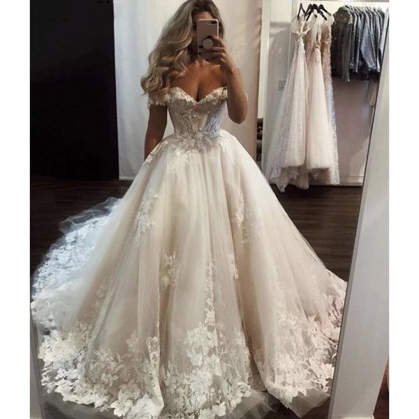 2021 vintage lace wedding dresses a line light champagne off the shoulder bridal gowns lace appliqued charming marriage sweet gown, White
2021 vintage lace wedding dresses a line light champagne off the shoulder bridal gowns lace appliqued charming marriage sweet gown, White