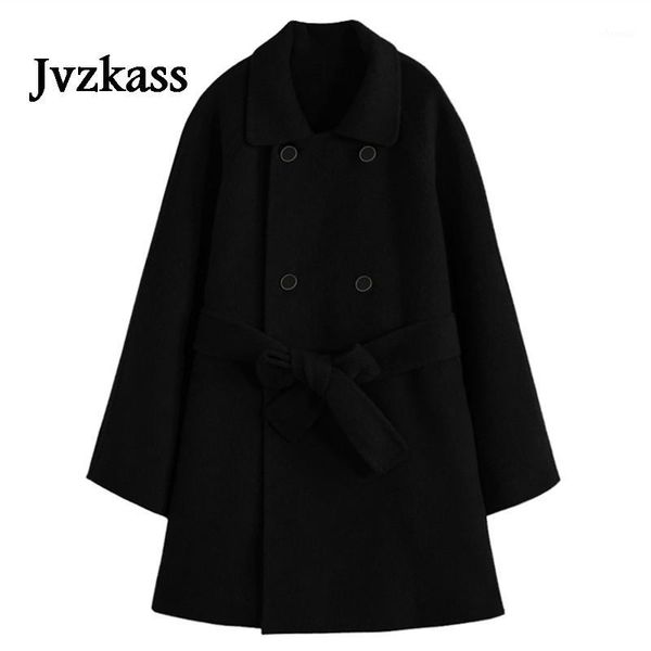 jvzkass black double-breasted cloak waist woolen woolen coat women lace up small coat winter z3551
jvzkass black double-breasted cloak waist woolen woolen coat women lace up small coat winter z3551