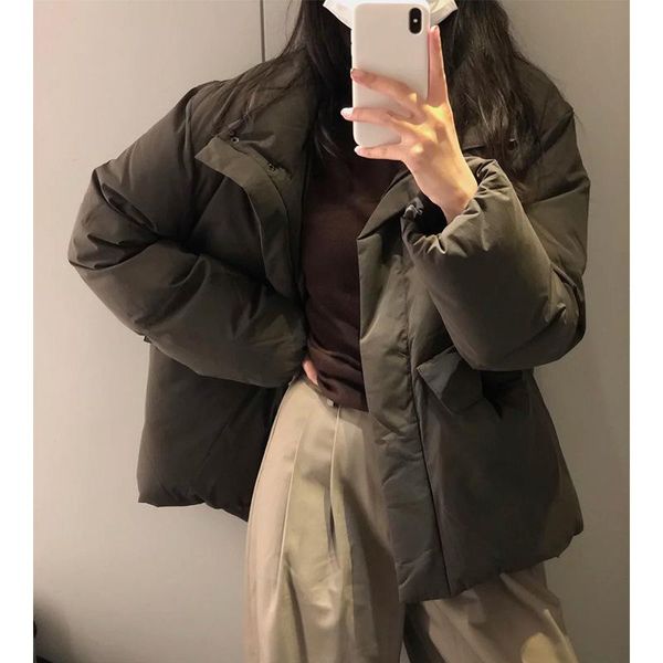 cos2021 winter new fashionable simple loose thickened bread jacket short down jacket for women, Black
cos2021 winter new fashionable simple loose thickened bread jacket short down jacket for women, Black