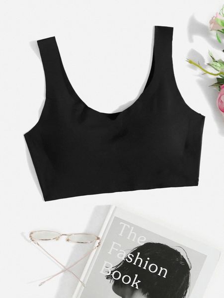 plus solid no show bra k5wg#, Black;white
