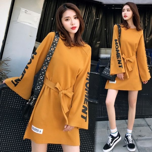 idlgg 2020 new autumn dress new shirt autumn korean women's long sleeve clothes casual loose fashion akewv medium long sweater skirt te, Black;gray 
idlgg 2020 new autumn dress new shirt autumn korean women's long sleeve clothes casual loose fashion akewv medium long sweater skirt te, Black;gray