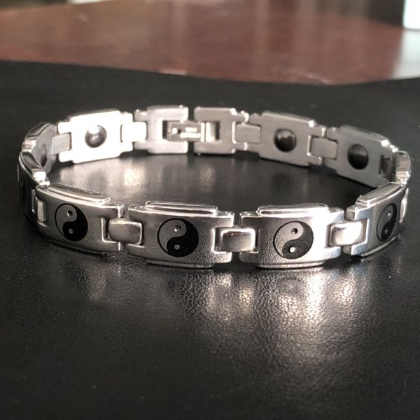 qvmkg taiji stainless steel black religious eight diagrams men's magnet trend titanium bracelet steel pakfc bracelet, Golden;silver
qvmkg taiji stainless steel black religious eight diagrams men's magnet trend titanium bracelet steel pakfc bracelet, Golden;silver