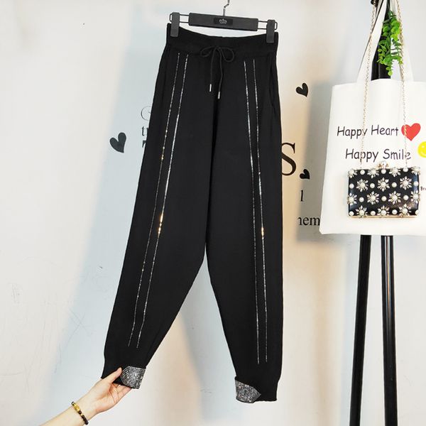 new design women's elastic waist knitted harem pants rhinestone patchwork shinny bling loose trousers l xl, Black;white
new design women's elastic waist knitted harem pants rhinestone patchwork shinny bling loose trousers l xl, Black;white