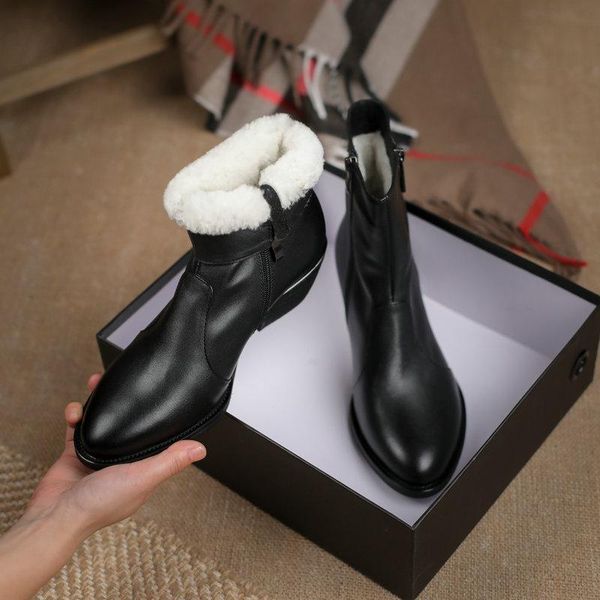 boots plus size 35-42 genuine leather snow women zip nature wool warm winter female lace up fashion ankle, Black
boots plus size 35-42 genuine leather snow women zip nature wool warm winter female lace up fashion ankle, Black