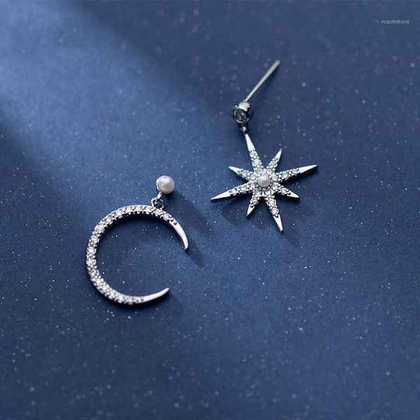 925 sterling silver asymmetric earring inlaid zirconia crystal moon and star shape stud earrings for women lady daughter jewelry1, Golden;silver
925 sterling silver asymmetric earring inlaid zirconia crystal moon and star shape stud earrings for women lady daughter jewelry1, Golden;silver