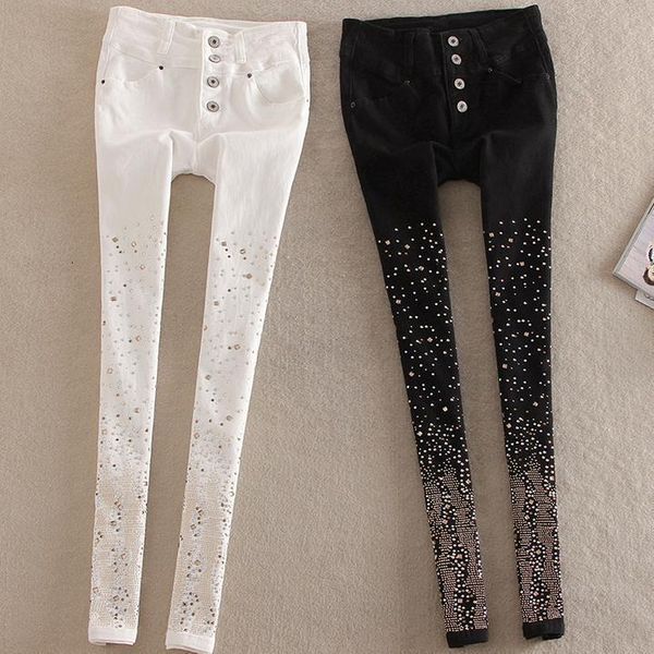 new cotton jeans women rhinestone high waist single breasted denim pants feet pencil pants plus size, Blue
new cotton jeans women rhinestone high waist single breasted denim pants feet pencil pants plus size, Blue