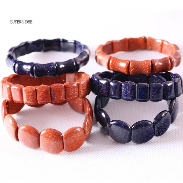 women jewelry gift handmade stretch bangle natural stone beads gold blue goldstone bracelet 7" 1pcs, Black
women jewelry gift handmade stretch bangle natural stone beads gold blue goldstone bracelet 7" 1pcs, Black