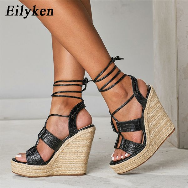 eilyken 2020 new serpentine solid wedges platform sandals peep toe lace-up fashion casual women sandals size 35-42 0928, Black
eilyken 2020 new serpentine solid wedges platform sandals peep toe lace-up fashion casual women sandals size 35-42 0928, Black