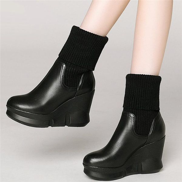 boots platform pumps shoes women genuine leather wedges high heel ankle female round toe fashion sneakers casual, Black
boots platform pumps shoes women genuine leather wedges high heel ankle female round toe fashion sneakers casual, Black