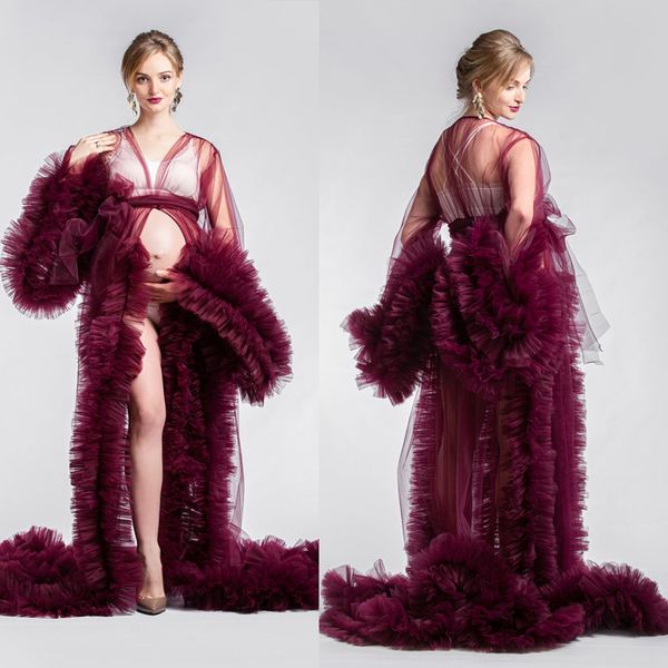 chic burgundy tiered ruffles ladies robes illusion nightgowns pshoot women sleepwear bathrobe sheer custom made dress, White
chic burgundy tiered ruffles ladies robes illusion nightgowns pshoot women sleepwear bathrobe sheer custom made dress, White