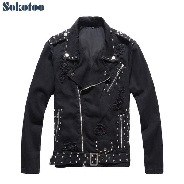 men's jackets sokotoo rivet thick denim biker jean jacket casual trendy holes ripped distressed coat patchwork outerwear, Black;brown
men's jackets sokotoo rivet thick denim biker jean jacket casual trendy holes ripped distressed coat patchwork outerwear, Black;brown