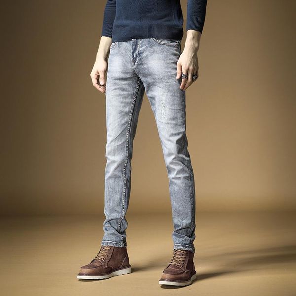 vintage men jeans pure color stretch straight pants slim fit streetwear distressed denim trousers, Blue
vintage men jeans pure color stretch straight pants slim fit streetwear distressed denim trousers, Blue