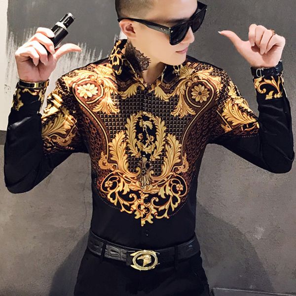 luxury gold print shirt men royal retro long sleeve shirts party nightclub tuxedo shirts casual slim fit streetwear blouse homme 1022, White;black
luxury gold print shirt men royal retro long sleeve shirts party nightclub tuxedo shirts casual slim fit streetwear blouse homme 1022, White;black