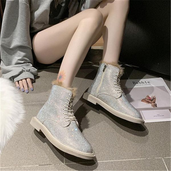 boots 2021 winter fashion shoes woman leather bling rhinestone lace-up booties women round toe ankle botas mujer, Black
boots 2021 winter fashion shoes woman leather bling rhinestone lace-up booties women round toe ankle botas mujer, Black