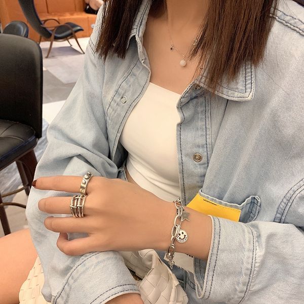 south korea east gate s925 sterling silver heavy industry smiling face star bracelet women's internet red design versatile bracelet kac, Golden;silver
south korea east gate s925 sterling silver heavy industry smiling face star bracelet women's internet red design versatile bracelet kac, Golden;silver