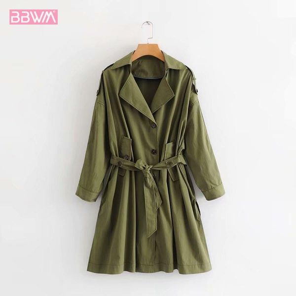 women's trench coats 2021 autumn versatile loose waist tie long coat back letter printed temperament female jacket armygreen, Tan;black
women's trench coats 2021 autumn versatile loose waist tie long coat back letter printed temperament female jacket armygreen, Tan;black