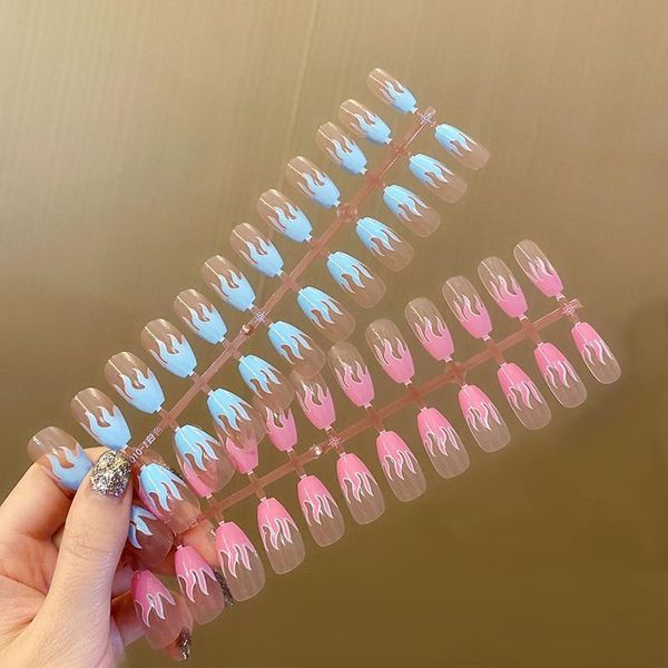 false nails 24pcs flame fake pink blue fire press on nail tips accessories cute coffin art tool, Red;gold
false nails 24pcs flame fake pink blue fire press on nail tips accessories cute coffin art tool, Red;gold