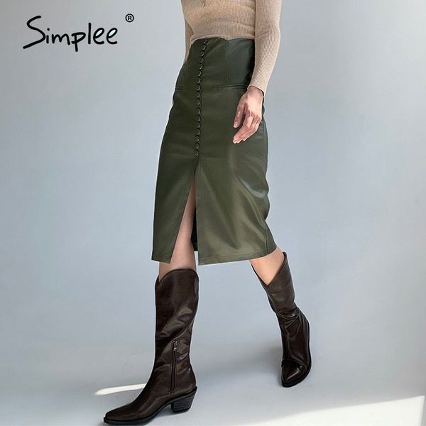 simplee blackish green autumn winter women skirt elegant office pu leather skirt high street fashion female pencil skirts q0104, Black
simplee blackish green autumn winter women skirt elegant office pu leather skirt high street fashion female pencil skirts q0104, Black