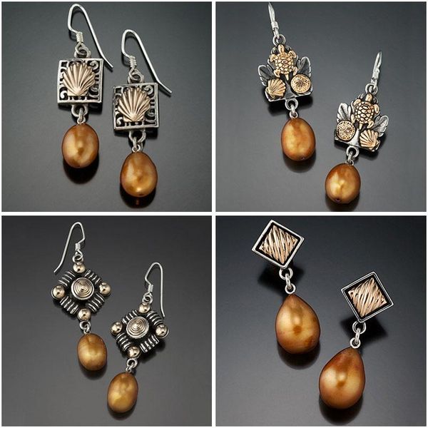 2021 New Boho Coffee Pearl Drop Earrings Antique Two Tone Metal Shell Tortoise Geometric Dangle Earring Jewelry For Women, Silver
2021 New Boho Coffee Pearl Drop Earrings Antique Two Tone Metal Shell Tortoise Geometric Dangle Earring Jewelry For Women, Silver