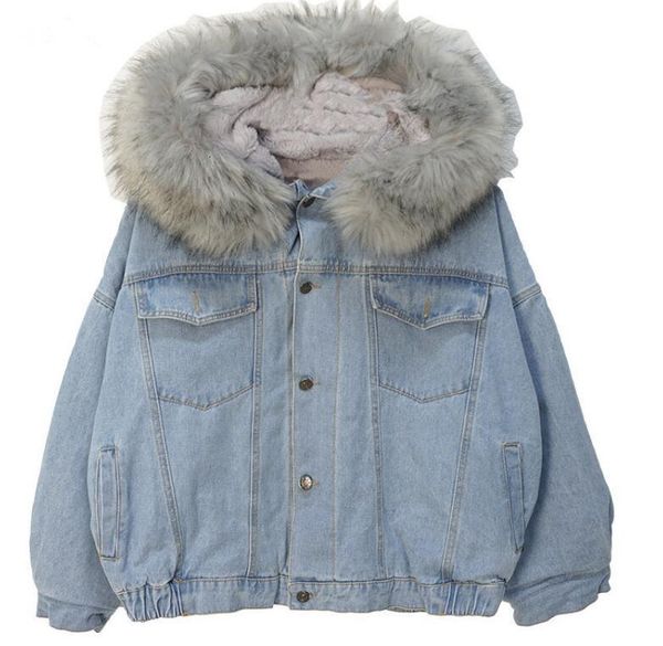 2021 new warm autumn winter jacket women hooded coat female denim jackets basic ladies women's big fur collar bomber jacket, Black
2021 new warm autumn winter jacket women hooded coat female denim jackets basic ladies women's big fur collar bomber jacket, Black
