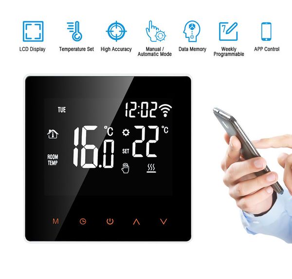 2022 tuya wifi smart thermostat, electric floor heating water/gas boiler temperature remote controller for google home, alexa
2022 tuya wifi smart thermostat, electric floor heating water/gas boiler temperature remote controller for google home, alexa