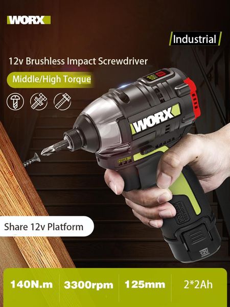 professiona electric drills worx 12v brushless motor cordless impact screwdriver wu132 wu131 combe set