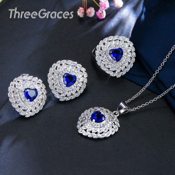 threegraces large heart marquise shape cubic zirconia crystal elegant royal blue earrings necklace fahion jewelry sets js109, Silver
threegraces large heart marquise shape cubic zirconia crystal elegant royal blue earrings necklace fahion jewelry sets js109, Silver