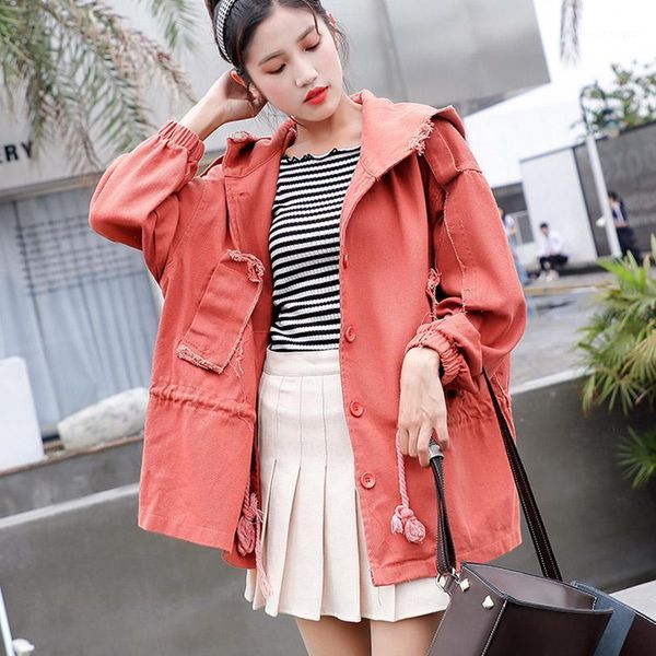 women's trench coats 2021 spring large size torn jeans jacket fashion hole bandage winter denim coat women hoodies jackets female loose, Tan;black
women's trench coats 2021 spring large size torn jeans jacket fashion hole bandage winter denim coat women hoodies jackets female loose, Tan;black