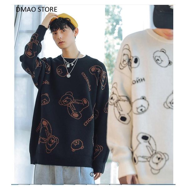 2020 winter christmas men's sweater korean clothing fashion bear printed pullover men's brand sweater, White;black
2020 winter christmas men's sweater korean clothing fashion bear printed pullover men's brand sweater, White;black