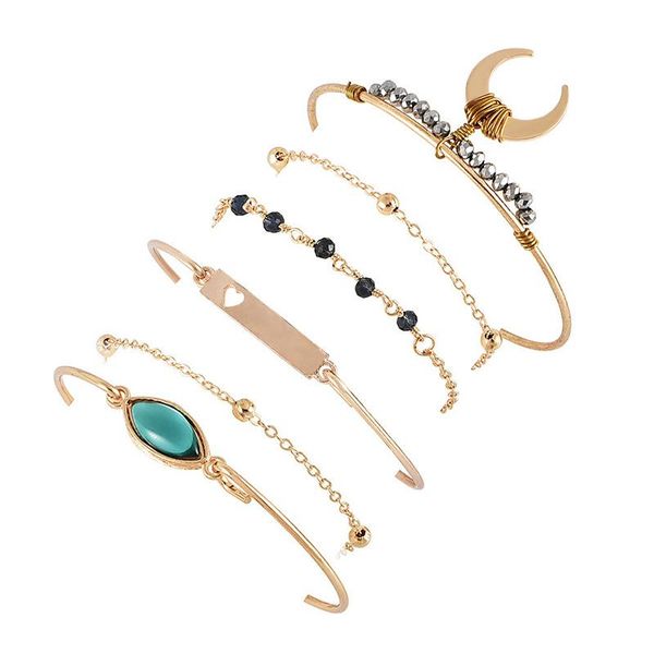 6pcs/set women bracelets bohemian retro moon crystal heart gem beaded chain gold bracelet set beach jewelry accessories, Black
6pcs/set women bracelets bohemian retro moon crystal heart gem beaded chain gold bracelet set beach jewelry accessories, Black