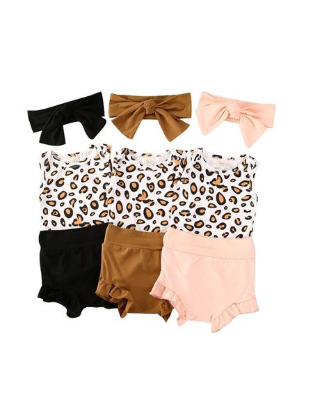 summer newborn baby girls clothes set sleeveless leopard print romper shorts pants with headband 3pcs outfits, White
summer newborn baby girls clothes set sleeveless leopard print romper shorts pants with headband 3pcs outfits, White