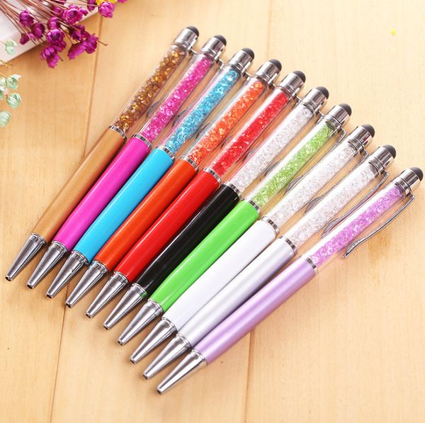 Office Assistant Fashion Design Creative Crystal Pen Diamond Ballpoint Pens Stationery Ballpen Stylus Pen Touch Pen 10 Colors