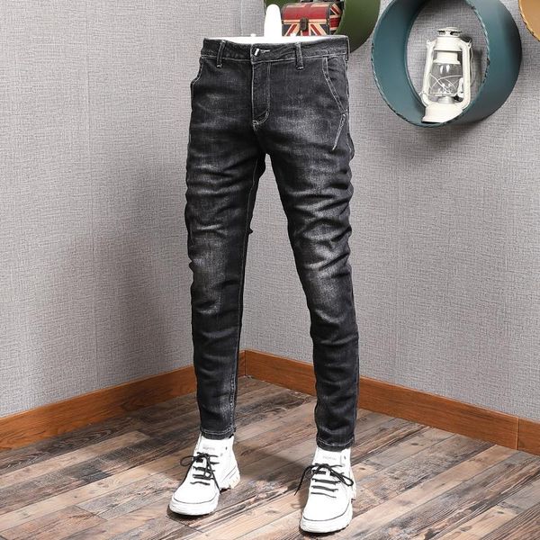 men's jeans autumn winter ly fashion men black elastic slim fit casual denim pencil pants vintage designer velvet warm trousers, Blue
men's jeans autumn winter ly fashion men black elastic slim fit casual denim pencil pants vintage designer velvet warm trousers, Blue