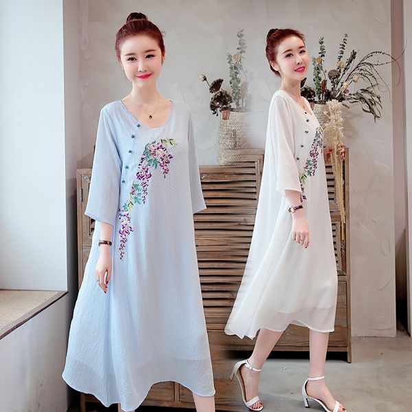 women plus size embroidered beach woman blouse vintage flower dress of party casual loose blouses ls05, Black;gray
women plus size embroidered beach woman blouse vintage flower dress of party casual loose blouses ls05, Black;gray