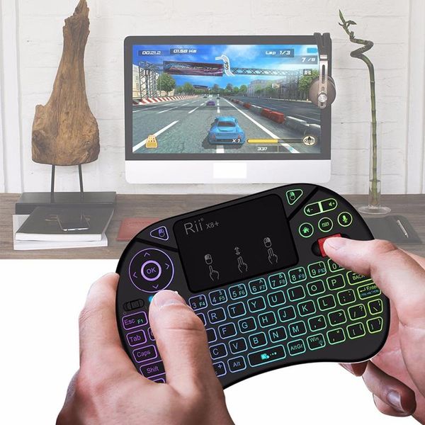 rii x8+ rgb 2.4g wireless keyboard with touchpad voice search led backlit rechargable li-ion battery for android tv box
rii x8+ rgb 2.4g wireless keyboard with touchpad voice search led backlit rechargable li-ion battery for android tv box
