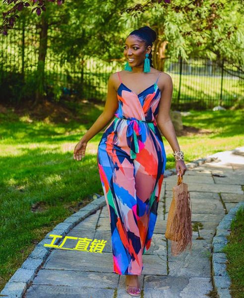 color suspender dign new and summer printed women's waistband jumpsuit, Black;gray
color suspender dign new and summer printed women's waistband jumpsuit, Black;gray