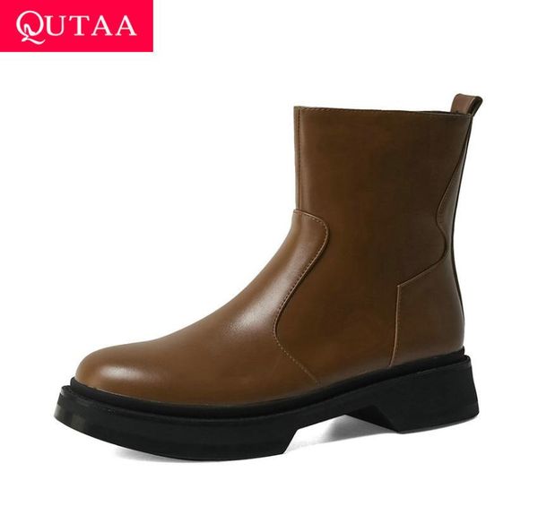 qutaa 2021 round toe zipper ankle boots autumn winter square middle heel women shoes pu leather casual short boots size 34-39, Black
qutaa 2021 round toe zipper ankle boots autumn winter square middle heel women shoes pu leather casual short boots size 34-39, Black