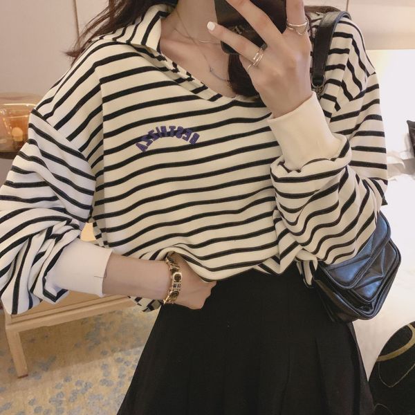 fuyn4 spring and autumn new korean women's sweater versatile striped casual print 1145 v-neck hooded oversized sweater cartoon3jxbb, Black
fuyn4 spring and autumn new korean women's sweater versatile striped casual print 1145 v-neck hooded oversized sweater cartoon3jxbb, Black