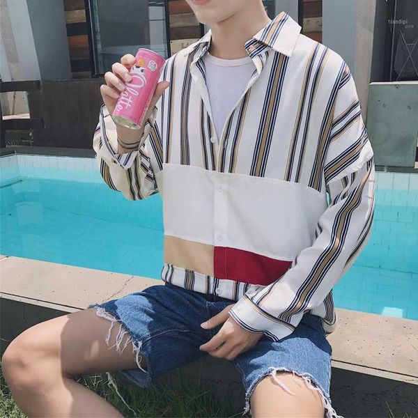 2018 spring men's fashion tide hongkong style stripe splice clothes loose casual hit color long-sleeve shirt coat -2xl1, White;black
2018 spring men's fashion tide hongkong style stripe splice clothes loose casual hit color long-sleeve shirt coat -2xl1, White;black