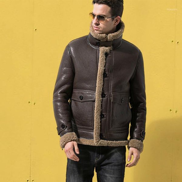 winter genuine leather jacket men warm natural fur coat sheepskin motorcycle flight jacket outerwear 7107-11, Black
winter genuine leather jacket men warm natural fur coat sheepskin motorcycle flight jacket outerwear 7107-11, Black