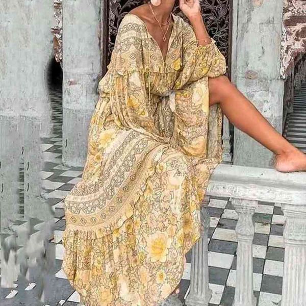 vintage women v neck print maxi dress loose full lantern sleeve patchwork dress elegant lady spring autumn outdoor casual, Black;gray
vintage women v neck print maxi dress loose full lantern sleeve patchwork dress elegant lady spring autumn outdoor casual, Black;gray