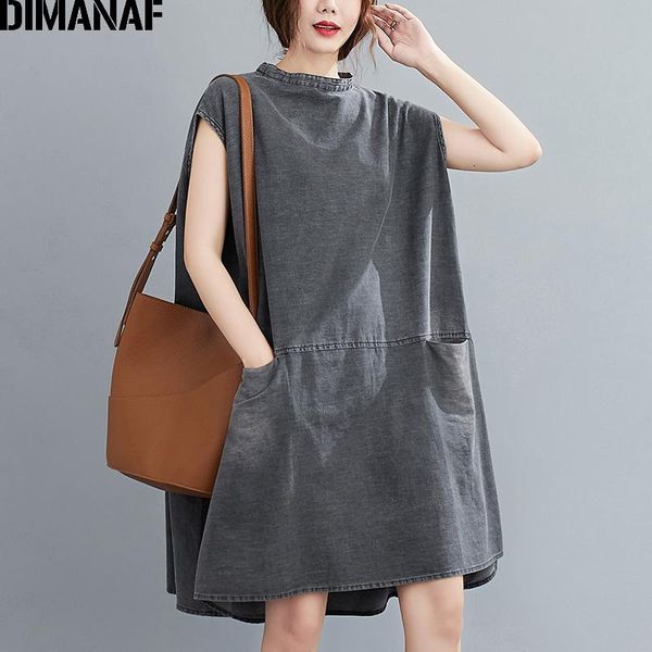 dimanaf plus size women dress vintage thick denim jeans big size vestidos loose lady elegant dress sleeveless knee-length pocket, Black;gray
dimanaf plus size women dress vintage thick denim jeans big size vestidos loose lady elegant dress sleeveless knee-length pocket, Black;gray
