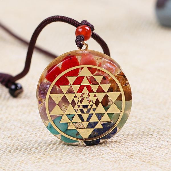 chakra orgonite energy pendant healing necklace with sri yantra symbol sacred geometry yoga jewelry, Silver
chakra orgonite energy pendant healing necklace with sri yantra symbol sacred geometry yoga jewelry, Silver