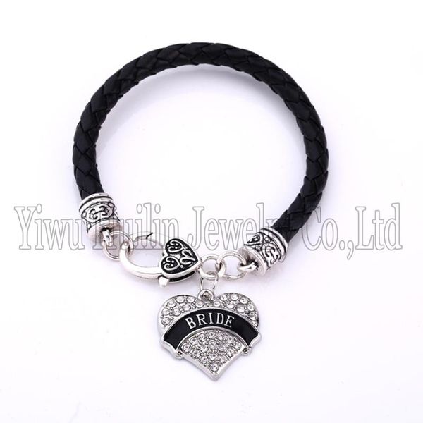 selling rhodium plated with sparkling crystals bride heart pendant bracelet rope chain, Black
selling rhodium plated with sparkling crystals bride heart pendant bracelet rope chain, Black