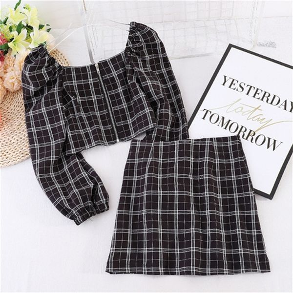 2021 new autumn korean fashion puff sleeve short plaid covered hip half-length skirt two-piece set eyk9, Gray
2021 new autumn korean fashion puff sleeve short plaid covered hip half-length skirt two-piece set eyk9, Gray