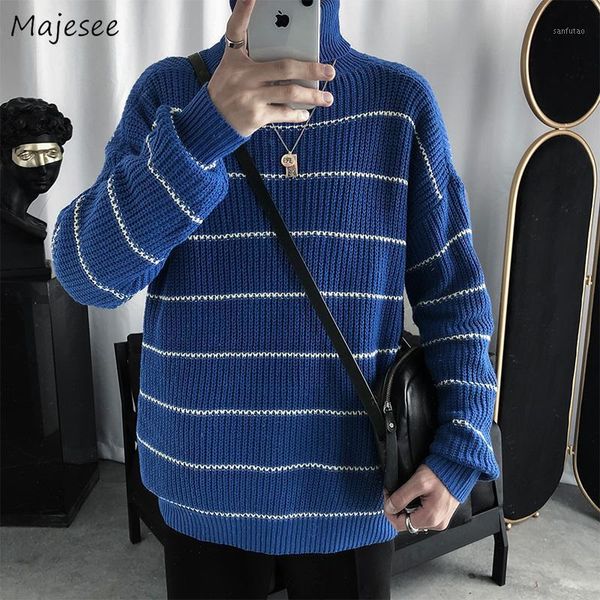 men turtleneck sweaters pullover loose korean fashion style chic thicken plus velvet knitted striped trendy warm comfortable new1, White;black
men turtleneck sweaters pullover loose korean fashion style chic thicken plus velvet knitted striped trendy warm comfortable new1, White;black