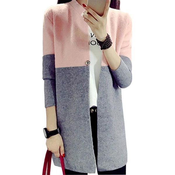 cardigan women fall winter long loose knit sweater ladies patchwork thickened jumper woolen cardigan vestidos lxj257, White;black
cardigan women fall winter long loose knit sweater ladies patchwork thickened jumper woolen cardigan vestidos lxj257, White;black