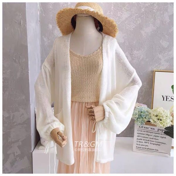 korean thin knitted cardigan clothes sunscreen clothessunscreen clothes shawl french small platycodon show thin sun proof clothing short, White;black
korean thin knitted cardigan clothes sunscreen clothessunscreen clothes shawl french small platycodon show thin sun proof clothing short, White;black