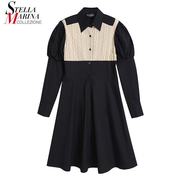 new woman long puff sleeve 2021 spring design black shirt dress fit and flare sweet style girls casual midi dress vestidos 8027, Black;gray
new woman long puff sleeve 2021 spring design black shirt dress fit and flare sweet style girls casual midi dress vestidos 8027, Black;gray